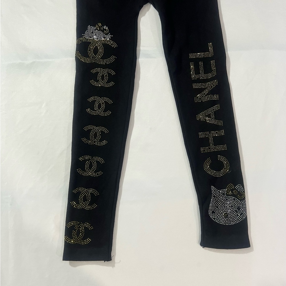 Black Leggings with Silver Detailing - Picture 3 of 6